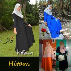 Shofia - Hitam - Gamis Polos Jersey Super Busui Muslimah All Size Fit to XL