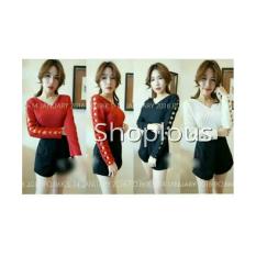 Shoplous Blouse Velisa/ Kaos lengan panjang / Kaos V enck/ Kaos cros/