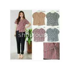 Shoplous Kemeja Kerja Wanita/ Kemeja Salur kebawah/ Kemeja Bellytop/Kemeja Kantor/ Kemeja wanita murah/ atasan kerja/ atasan fashon