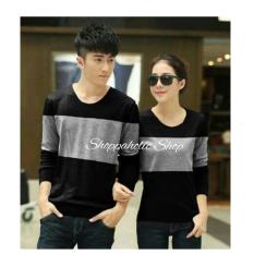 Shoppaholic Shop Baju Couple Stripe Two Tone / Kaos Oblong / Kaos Pasangan / Kaos Couple / Pakaian Kembar / Baju Muslim Wanita / Baju Muslim Pria / Couple