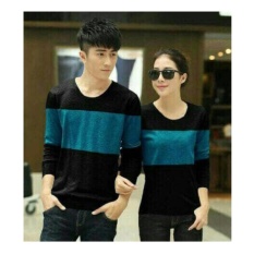 Shoppaholic Shop Baju Couple Two Tone - Hitam Tosca / Kaos Oblong / Kaos Pasangan / Kaos Couple / Pakaian Kembar / Baju Muslim Wanita / Baju Muslim Pria / Couple