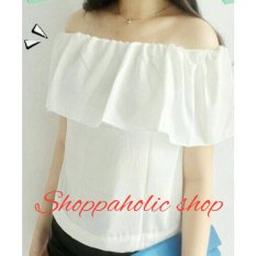 Shoppaholic Shop Blouse Sabrina Kimochi - White / Baju Wanita / Blouse Korea / Atasan Wanita / Baju Formal / Kemeja Wanita / Kemeja Formal / Atasan Muslim / Kemeja Cewek Tunik / Kemeja Kerja / Kemeja Katun