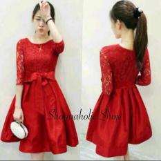 Shoppaholic Shop Dress Wanita Casual Marry - Merah / Dress Pesta / Dress Korea / Dress Wanita / Rok Wanita / Dress Bodycon / Dress Midi / Dress Kasual / Gaun Pesta / Dress Babydoll / Dress Cantik / Dress Brukat / Dress Fashion