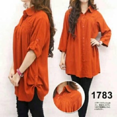 Shoppaholic Shop Kemeja Wanita Jumbo Polos - Bata / Baju Jumbo / Kemeja Jumbo / Big Size / Baju Jumbo Wanita / Baju Muslim Jumbo / Baju Ukuran Besar / XL / XXL / Baju Muslim