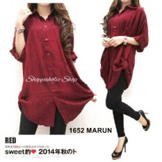 Shoppaholic Shop Kemeja Wanita Jumbo Polos - Maroon / Baju Jumbo / Kemeja Jumbo / Big Size / Baju Jumbo Wanita / Baju Muslim Jumbo / Baju Ukuran Besar / XL / XXL / Baju Muslim / Tunik Jumbo