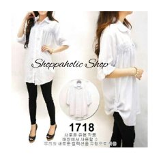 Shoppaholic Shop Kemeja Wanita Jumbo Polos - Putih / Baju Jumbo / Kemeja Jumbo / Big Size / Baju Jumbo Wanita / Baju Muslim Jumbo / Baju Ukuran Besar / XL / XXL / Baju Muslim / Tunik Jumbo