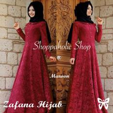 Shoppaholic Shop Maxi Hijab Brukat Zafana - Maroon / Dress Muslimah / Hijab Muslim / Gamis Syari / Baju Muslim / Fashion Muslim / Dress Muslim / Fashion Maxi / Setelan Muslim / Atasan Muslimah