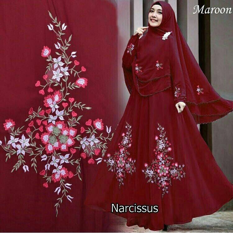 Shoppaholic Shop Maxi Hijab Syari Narcisus - Maroon / Dress Muslimah / Hijab Muslim / Gamis Syari / Baju Muslim / Fashion Muslim / Dress Muslim / Fashion Maxi / Setelan Muslim / Atasan Muslimah 