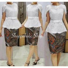 Shoppaholic Shop Kebaya Modern Setelan Baju Rok Batik Set Xingli - Putih Kebaya Muslim / Kebaya Wanita / Kebaya Muslimah / Rok Batik / Dress Pesta / Kebaya Pesta