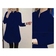Shoppaholic Shop Tunik Wanita Aqua - Navy /Dress Muslim/ Gamis Wanita/ Baju Muslim / Fashion Muslim / Gamis Modern/ Blouse Korea / Atasan Wanita / Baju Formal / Kemeja Wanita / Kemeja Formal / Atasan Muslim / Kemeja Cewek Tunik