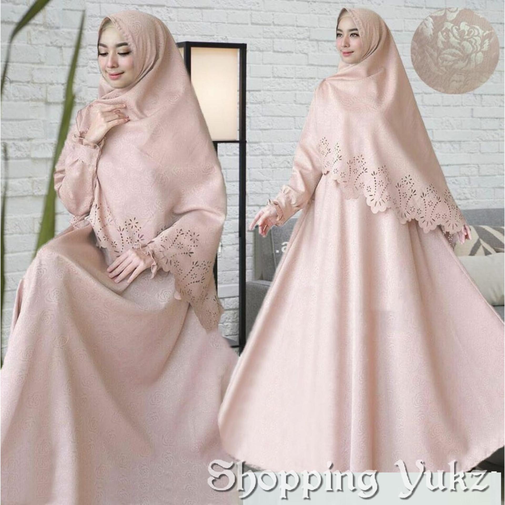 Shopping Yukz Baju Gamis Dress Muslim Syari Wanita RESYIA Emboss+Laser  - LATTE ( Dapat Jilbab ) / Hijab Muslimah / Baju Muslimah Wanita / Syari Syari'i Muslim / Gaun Muslim / Long Dress Muslimah Wanita   