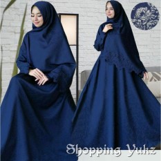 Shopping Yukz Baju Gamis Dress Muslim Syari Wanita RESYIA Emboss+Laser - NAVI ( Dapat Jilbab ) / Hijab Muslimah / Baju Muslimah Wanita / Syari Syari'i Muslim / Gaun Muslim / Long Dress Muslimah Wanita