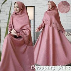 Shopping Yukz Baju Gamis Dress Muslim Syari Wanita RESYIA Emboss+Laser - PINK ( Dapat Jilbab ) / Hijab Muslimah / Baju Muslimah Wanita / Syari Syari'i Muslim / Gaun Muslim / Long Dress Muslimah Wanita