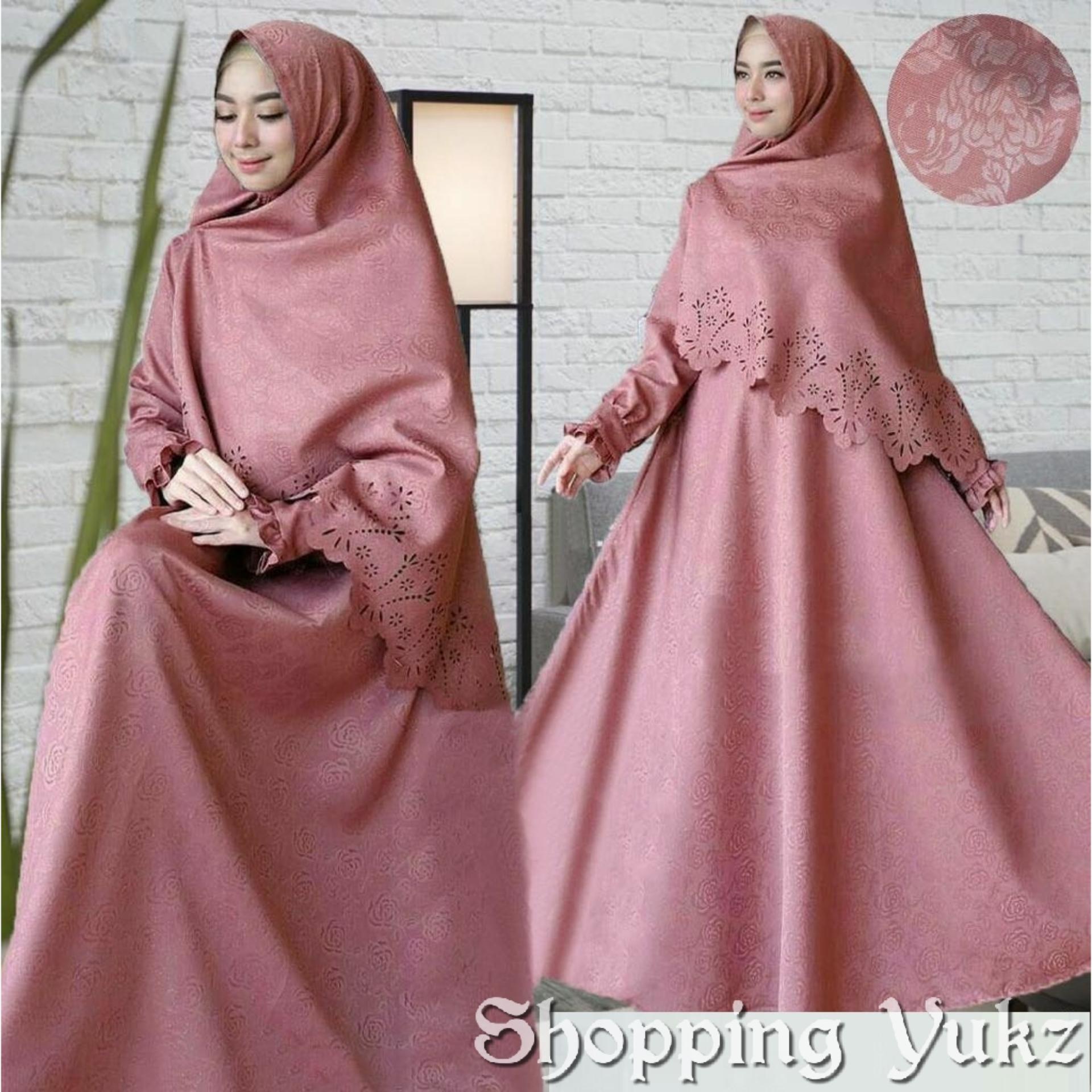 Shopping Yukz Baju Gamis Dress Muslim Syari Wanita RESYIA Emboss+Laser  - PINK ( Dapat Jilbab ) / Hijab Muslimah / Baju Muslimah Wanita / Syari Syari'i Muslim / Gaun Muslim / Long Dress Muslimah Wanita   