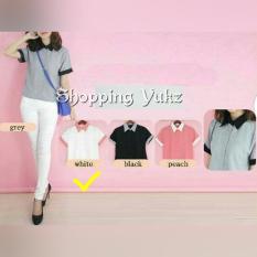 Shopping Yukz Blouse Kemeja Lengan Pendek Wanita KALERIN - WHITE / Kemeja Cewek / Kemeja Kerja Wanita / Atasan Wanita / Kemeja Fashion / Fashion Wanita / Baju Kerja Wanita