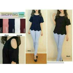 Shopping Yukz Kemeja Lengan Pendek Wanita LOLO - NAVI / Blouse Cewek / Baju Jalan / Atasan Wanita / Blouse Cantik / Fashion Wanita / Blouse Pendek / Kemeja Casual Wanita / Kemeja Kasual Cewek