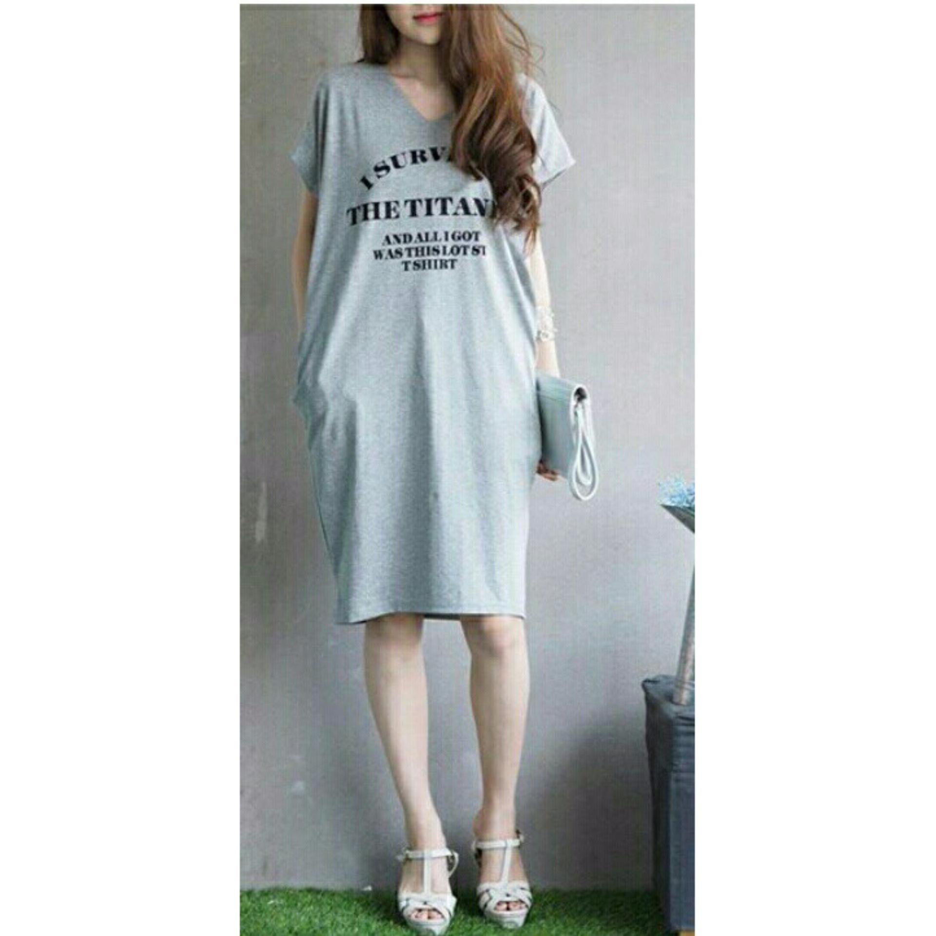 Shopping Yukz Midi Dress Wanita VIVE - GREY / Dress Kaos Wanita / Dress T-shirt Wanita / Gaun Kaos Wanita / Dress Santai Wanita / Gaun Remaja/ Gaun Kasual / Dress Casual Wanita / Dress Murah / Dress Gaul / Dress Modern / Gaun Murah / Gaun Modern 