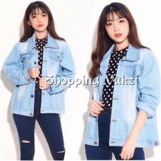 Shopping Yukz Jaket Jeans Big Size Wanita RARA - SOFT BLUE (Kualitas Premium) / Jaket Jumbo / Oversize Jacket / Jaket Wanita / Jaket Denim / Jeans Jacket