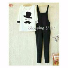 Shopping Yukz Jumpsuit Wanita Topi Kumis - PUTIH ( Dapat Inner/ Baju dalam) / Baju Terusan / Baju Kodok / Baju Stelan Wanita
