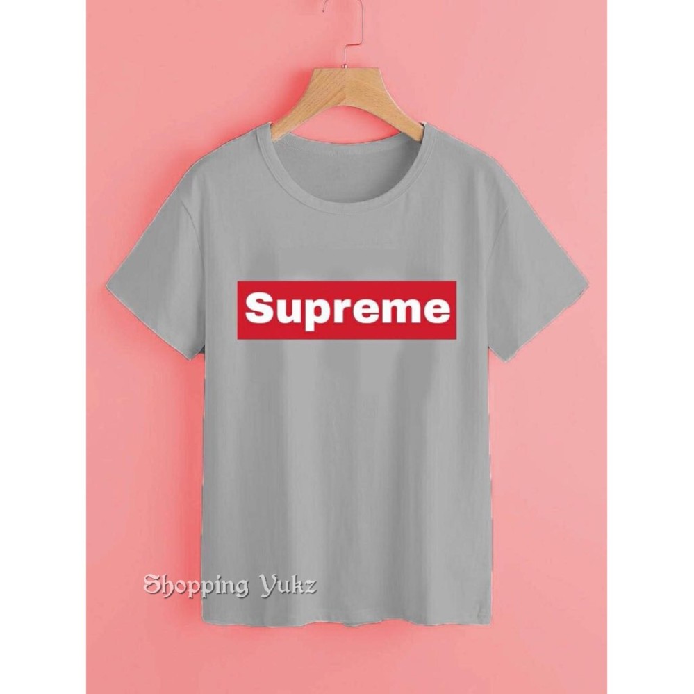 Shopping Yukz Kaos Wanita SUPREME - ABU / T-shirt Wanita / Kaos Cewek / Tumblr Tee Cewek / Kaos Wanita Murah / Baju Wanita Murah / Kaos Lengan Pendek / Kaos Oblong / Kaos Tulisan
