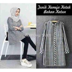 Shopping Yukz Kemeja Tunik Wanita Lengan Panjang UNIX - BLACK ( Tanpa Pasmina) / Atasan Muslimah / Kemeja Kerja Wanita / Baju Muslim Wanita / Kemeja Casual Wanita / Atasan Wanita / Tunik Murah / Tunik Kotak
