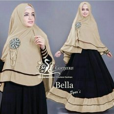 Shopping Yukz Baju Gamis Maxi Dress Muslim Wanita Syari 2in1 BELLA HITAM-MOCCA ( Dapat Jilbab ) / Dress Muslim / Gamis Wanita / Baju Muslim / Hijab Muslim / Fashion Muslim / Syar'i Muslim / Maxi Dress Lengan Panjang / Gamis Modern
