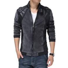 Sidnanes Jaket Kombinasi Pria - Denim dan Semi Kulit