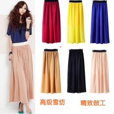 Rok Setengah Badan Sifon Rok Hitam Ukuran Besar Pinggang Tinggi (Ungu)