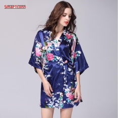 Sutra Satin Pernikahan Pengantin Bridesmaid Robe Bunga Kimono Mandi Pendek Robe Malam Robe Mandi Robe Modis Dressing-Internasional