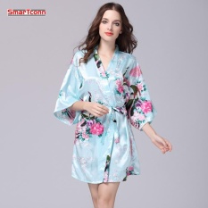 Sutra Satin Pernikahan Pengantin Bridesmaid Robe Bunga Kimono Mandi Pendek Robe Malam Robe Mandi Robe Modis Dressing-Internasional
