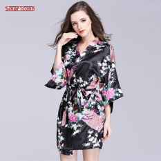 Sutra Satin Pernikahan Pengantin Bridesmaid Robe Bunga Kimono Mandi Pendek Robe Malam Robe Mandi Robe Modis Dressing-Internasional