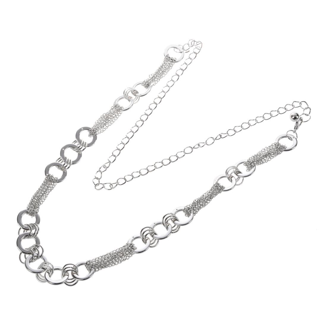 Silver Tone Hoops Multi Strand Links Metal Cinch Rantai Sabuk Pinggang untuk Lady