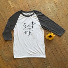 Simida Wanita Musim Semi/Musim Gugur Feminim Huruf Cetak Crewneck O Leher Terbaik Raglan Bisbol Lengan Panjang Kasual Kaus Kaus Putih s/M/L/XL-Internasional