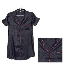 Sleepshirt Daster Mewah Black Hitam Satin Baju Tidur Piyama Cewek Ssr9 - D96eaa