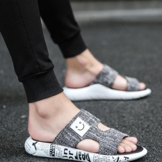 Slip Sandal Sandal Korea Kasual Luar Ruangan Mana Sandal Sepatu Pria Hitam-Intl