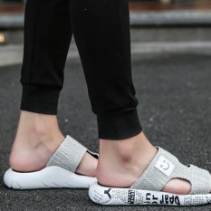 Slip Sandal Sandal Korea Kasual Luar Ruangan Mana Sandal Sepatu Pria Putih-Intl