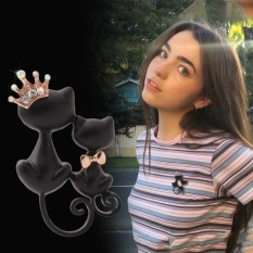 Smooth Black Ibu Putri Kucing Bros Crystal Crown Queen Korsase Jilbab Pin Wanita Topi Scarf Suit Bros Pakaian Gesper- INTL