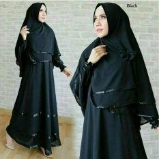 Snowshopkita Dress Muslimah Gamis Syari Anggun - Black - Baju Muslim / Fashion Wanita / Baju wanita / Baju Gamis / Busui / Gaun / Jersey / XL / Jumbo / Syari