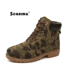 Melonjak Pria Sepatu Bot 2017 New PU Kulit Pria dan Wanita Musim Dingin Boots Hot Jual Plus Cotton Sepatu Salju Hangat Musim Dingin Sepatu Pasangan tapi Musim Sejuk Lelaki And Wanita (Kamuflase) -Intl