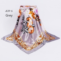Sutra Lembut Jilbab Wanita Selendang Hijau Hitam Selendang Musim Dingin Wraps 90*90 Cm Baru Daisy Twill Square Syal Sutra China Fashion Leher Satin Syal Hitam, Pink Biru-Intl