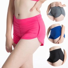 Solid Olahraga Wanita Celana Pendek Celana dengan Lapisan Dalam untuk Yoga/Gym/Fitness/Workout (Pink) -Intl