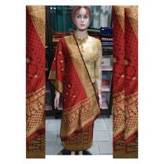 Songket Palembang Motif Bunga Cinta Merah