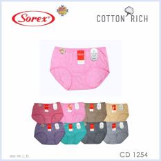 Sorex - 6 Pcs Celana Dalam Wanita Type 1254 Cotton Rich Size M, L, XL - Warna Random