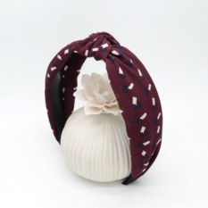 Korea Selatan Kain Sifon Tie Broadside Rambut Band Headband Bulang Jepit Rambut Rambut Cave Antiskid Sweet Temperamen Kotak Geometris (Dark Merah Mengikatnya Dalam Simpul Di Tengah) -Intl