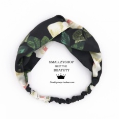 Korea Selatan Diimpor Retro Hitam Cross Printed Satin Pita untuk Mengikat Simpul Di Tengah Mawar Liar Broadside Pita Rambut-Internasional
