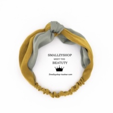 Korea Selatan Diimpor Vintage Satin Warna Jahitan Hit Warna Rambut Band Broadside Rambut Band Dikepang Chinese Knot untuk Mengikat Simpul Di Tengah (Yellow Hair Band + Hijau Muda) -Intl