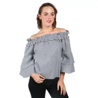 SOYA Blouse Salur Terompet Tangan 3/4 / Blouse Tangan Terompet / Sabrina Salur /