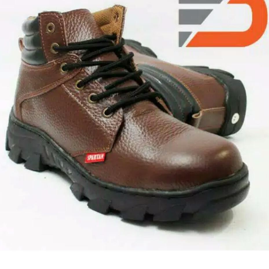 Spartan - sepatu  boots safety Pria kerja Kitchen dapur SPBU Kulit Sapi asli  warna cokelat