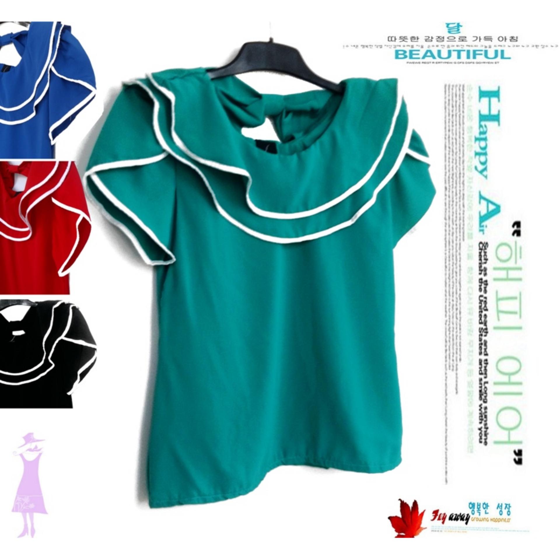 Spectral Blouse Twist Cone Korean Sailor Pita Cantik Bagus Murah Bahan Bagus Polos 4 warna