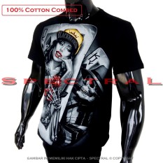 Spectral - Kaos Distro T-Shirt Distro Fashion 100% Soft Cotton Combed 30s Kaos Pria Baju Distro T - Shirt Gambar WANITA TOPI KUNING Horor Setan Seram Iblis Demon Mistis Nakal Devil Malaikat Jahat Kartun Metal Rock Sexy Cewe Seksi Mayat Tengkorak Horror